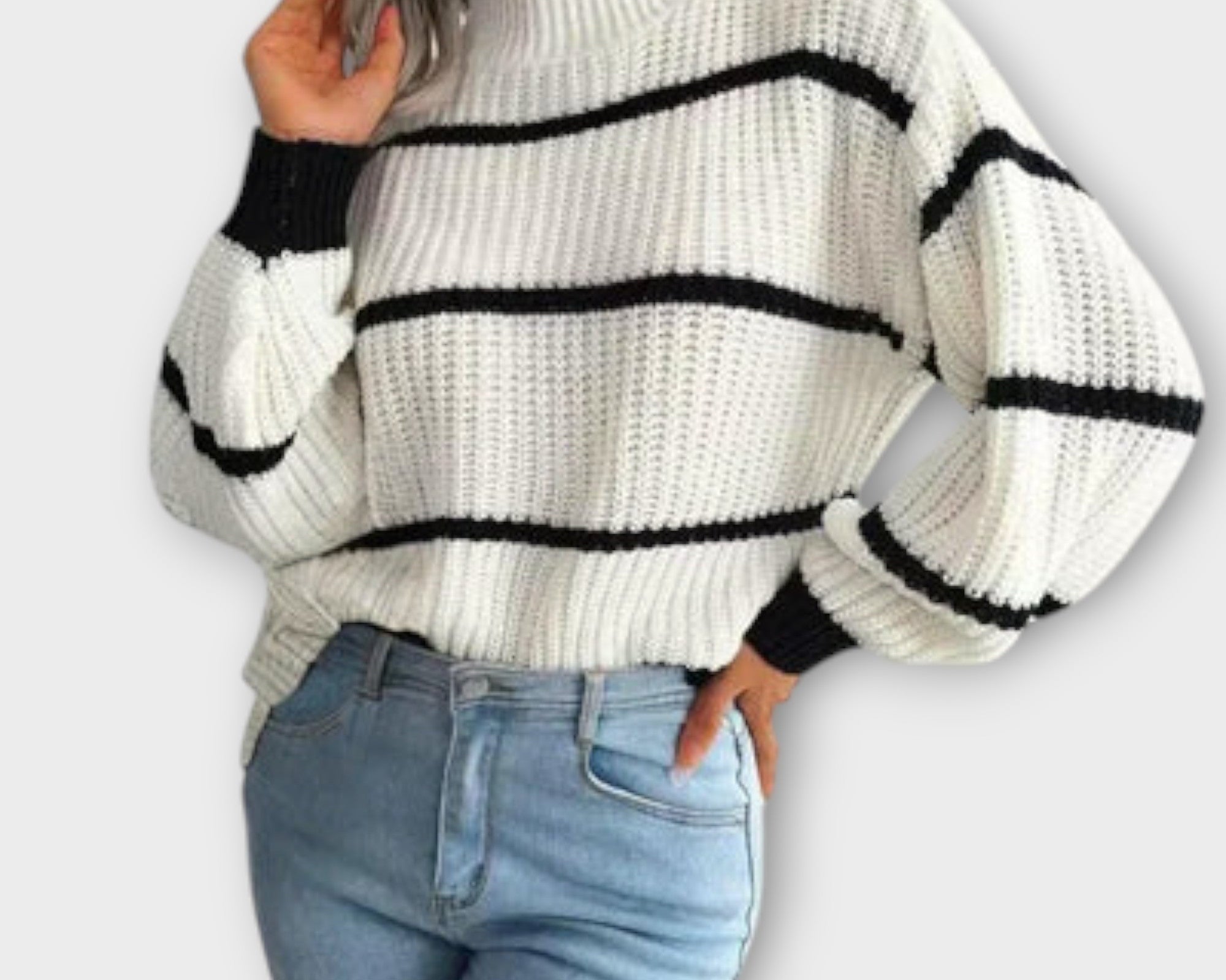 Chavala - Rollkragenpullover mit Streifen