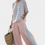 Cecília - Set aus Bambus-Leinen in Rosa