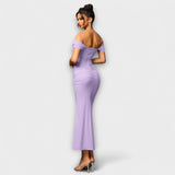 Ione - Off-Shoulder Raffung Bodycon Kleid