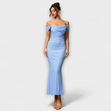 Ione - Off-Shoulder Raffung Bodycon Kleid