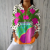 Odete - Bluse mit Blumenvasen-Muster