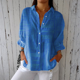 Clara - Gestreifte Moderne Blaue Bluse