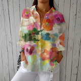 Inês - Elegante Aquarell-Bluse mit floralem Muster