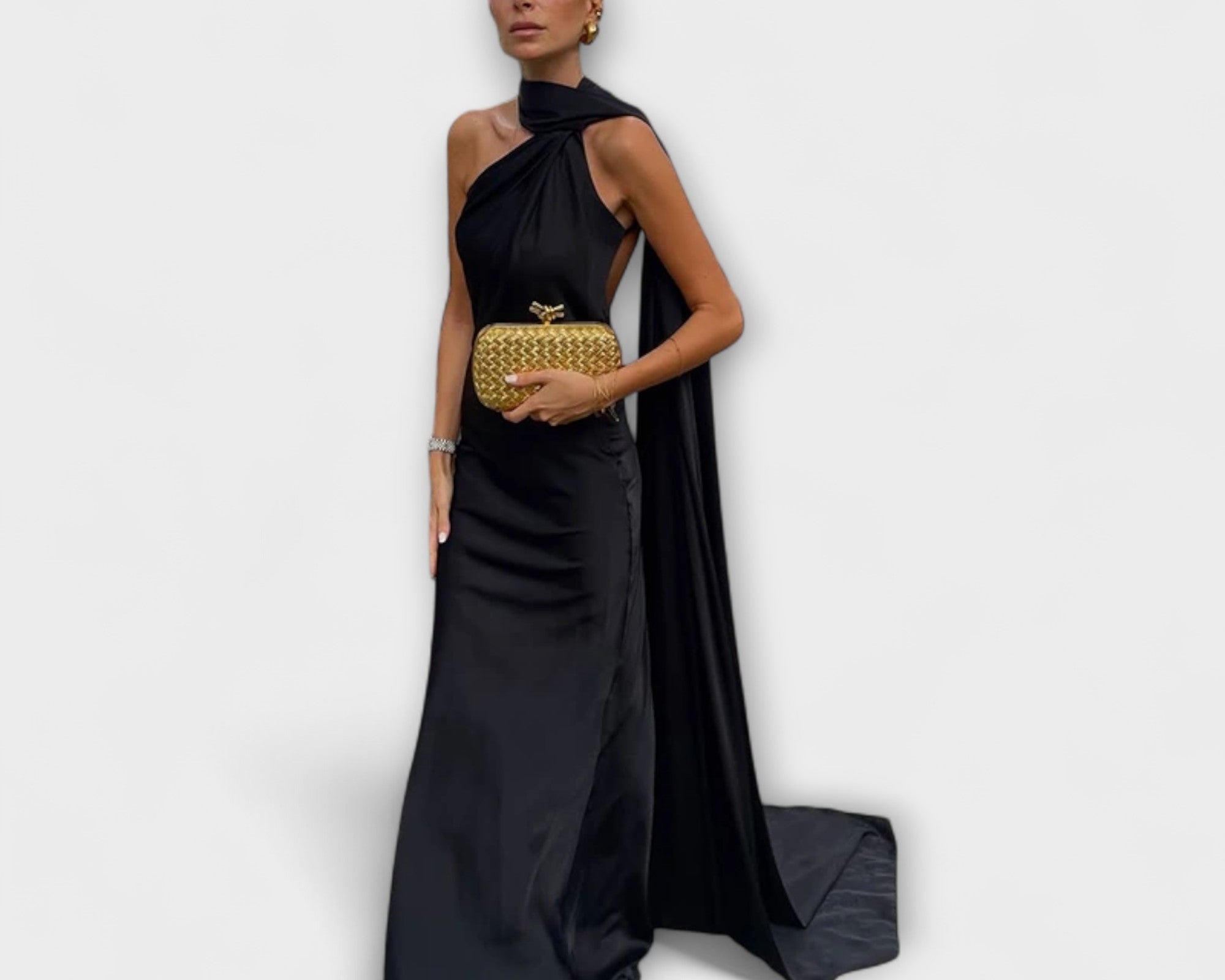 Schickes Off-Shoulder Halter Maxikleid