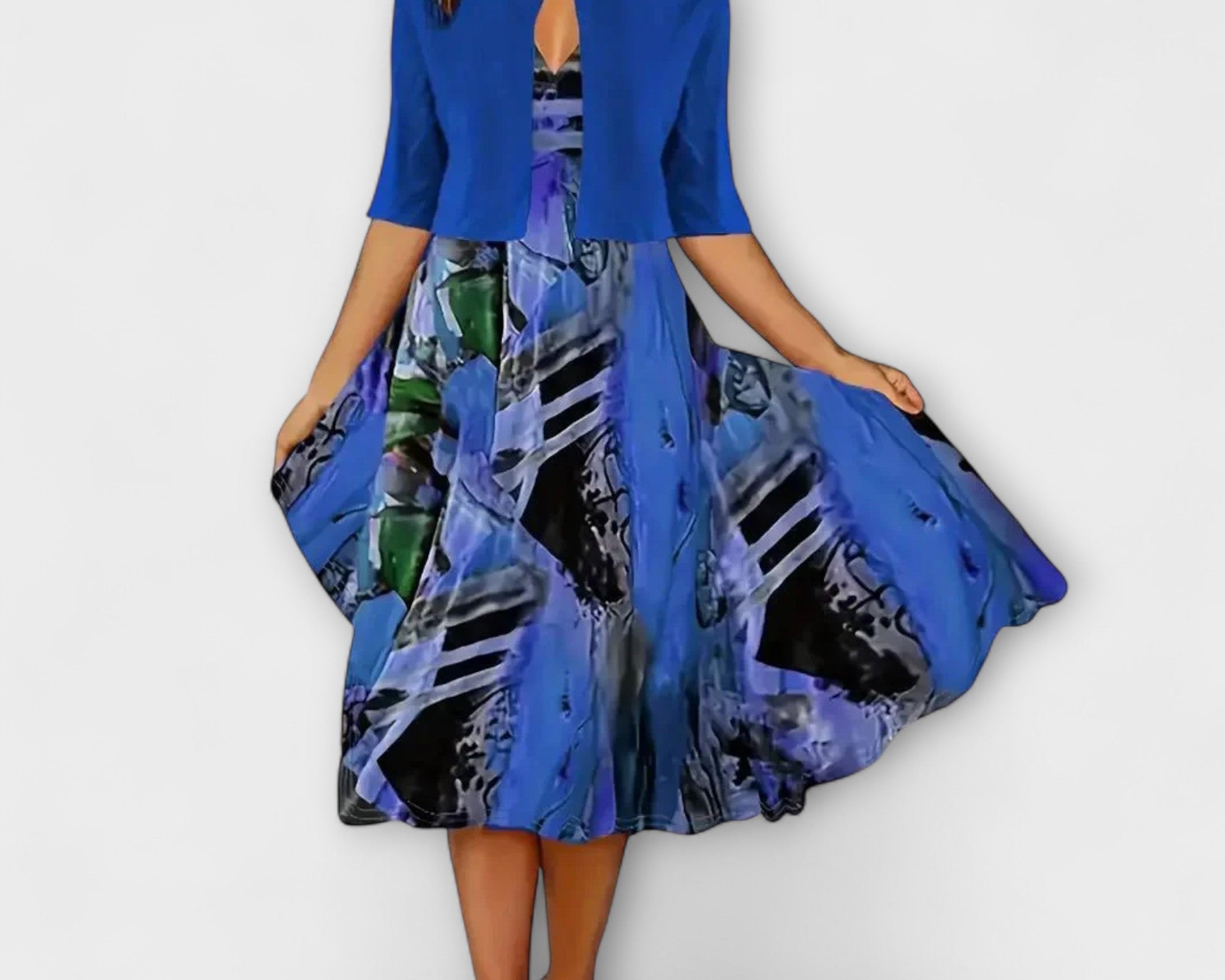 Damen Midi Kleid mit Blazer