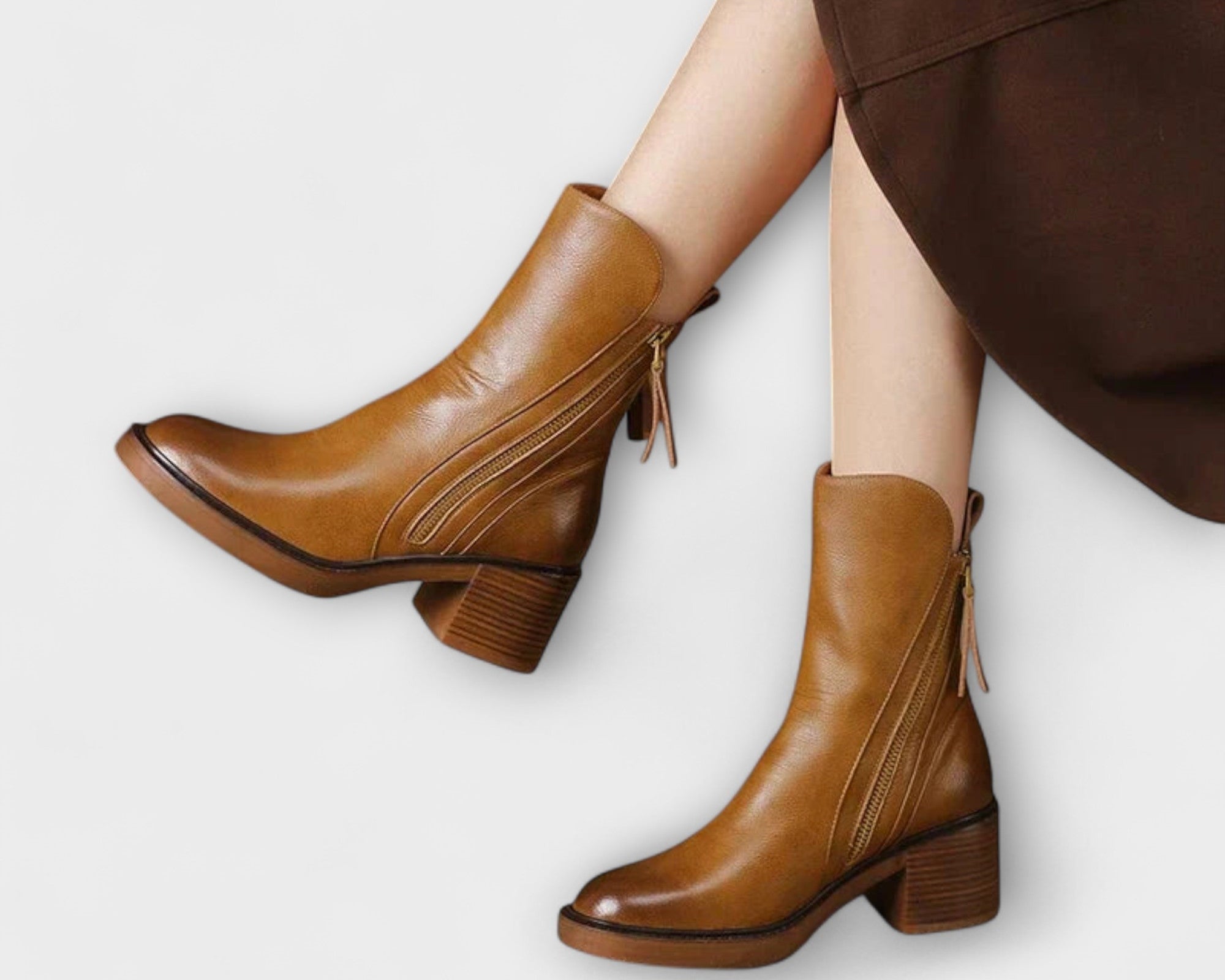 Milana - Lederstiefel mit mittelhohem Absatz