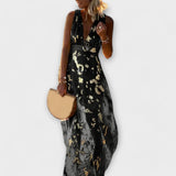 Fliessendes Kleid mit V-Ausschnitt und Pailletten-Details