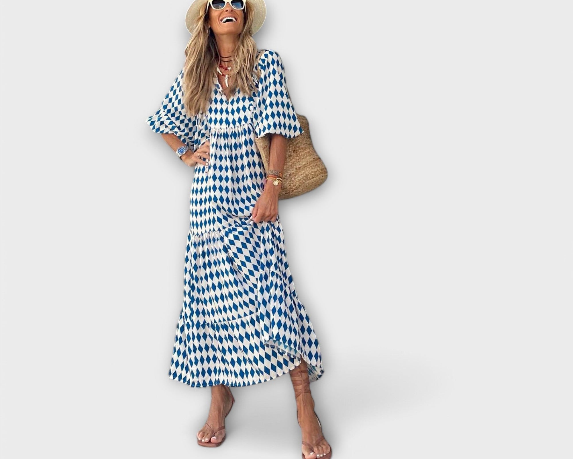 Elegantes Geometrisches Maxikleid