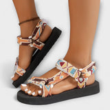 Sommerliche Flache Damen Sandalen aus Hanfseil