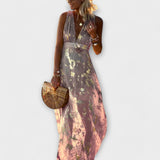 Fliessendes Kleid mit V-Ausschnitt und Pailletten-Details