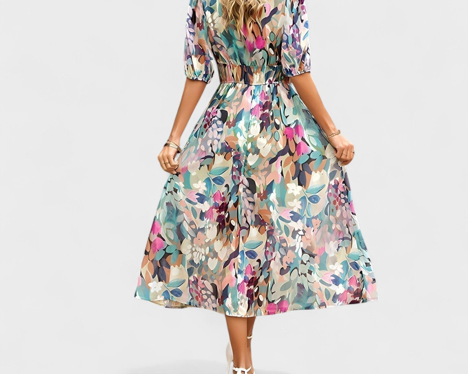 Clara - Elegantes Blumen-Midi-Kleid