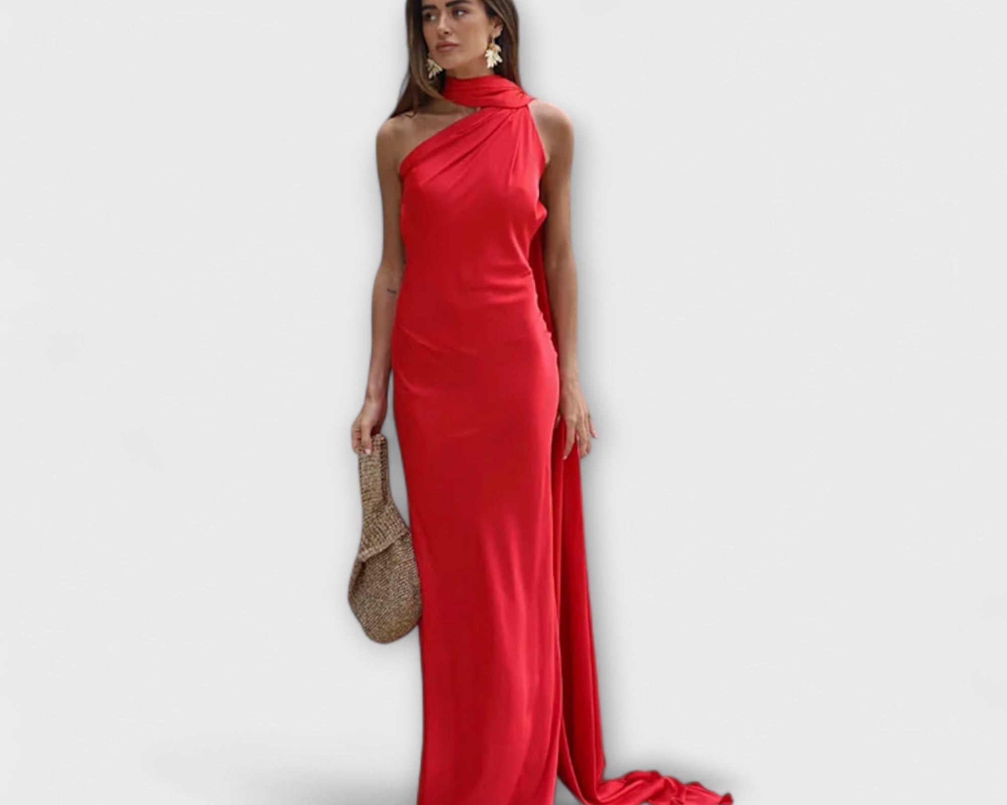 Schickes Off-Shoulder Halter Maxikleid