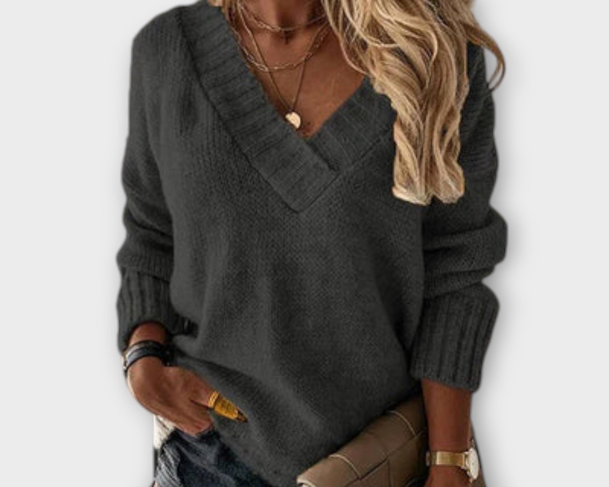 Jane - Kuscheliger V-Schnitt Pullover