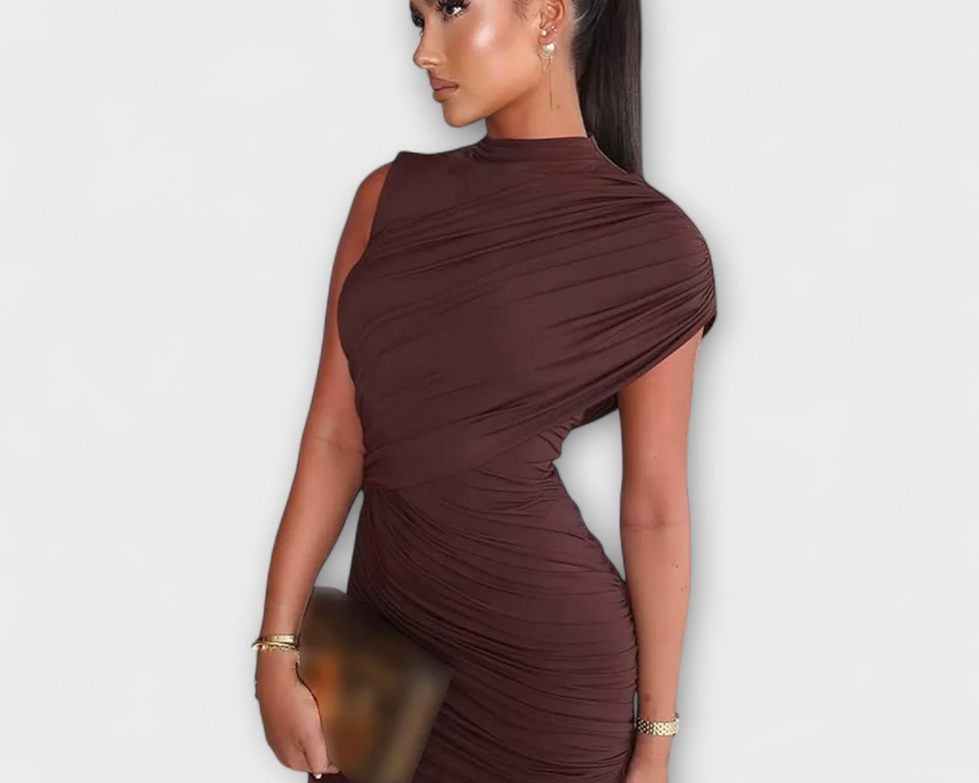 Langes Kleid mit Rollkragen