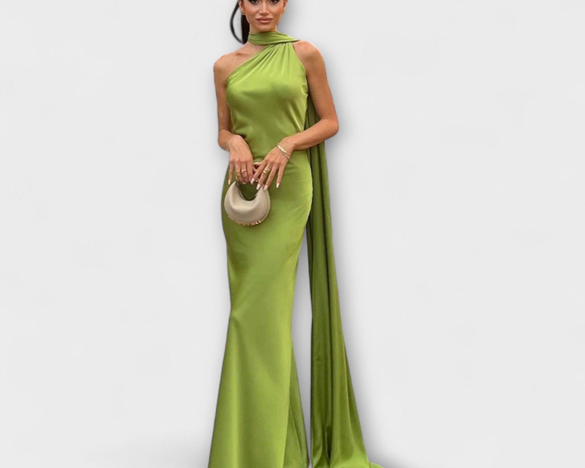 Schickes Off-Shoulder Halter Maxikleid
