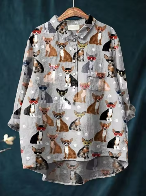 Sarina | Bluse mit Chihuahua-Motiv
