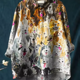 Manuela | Lässige Bluse mit kunstvollem Hundeprint