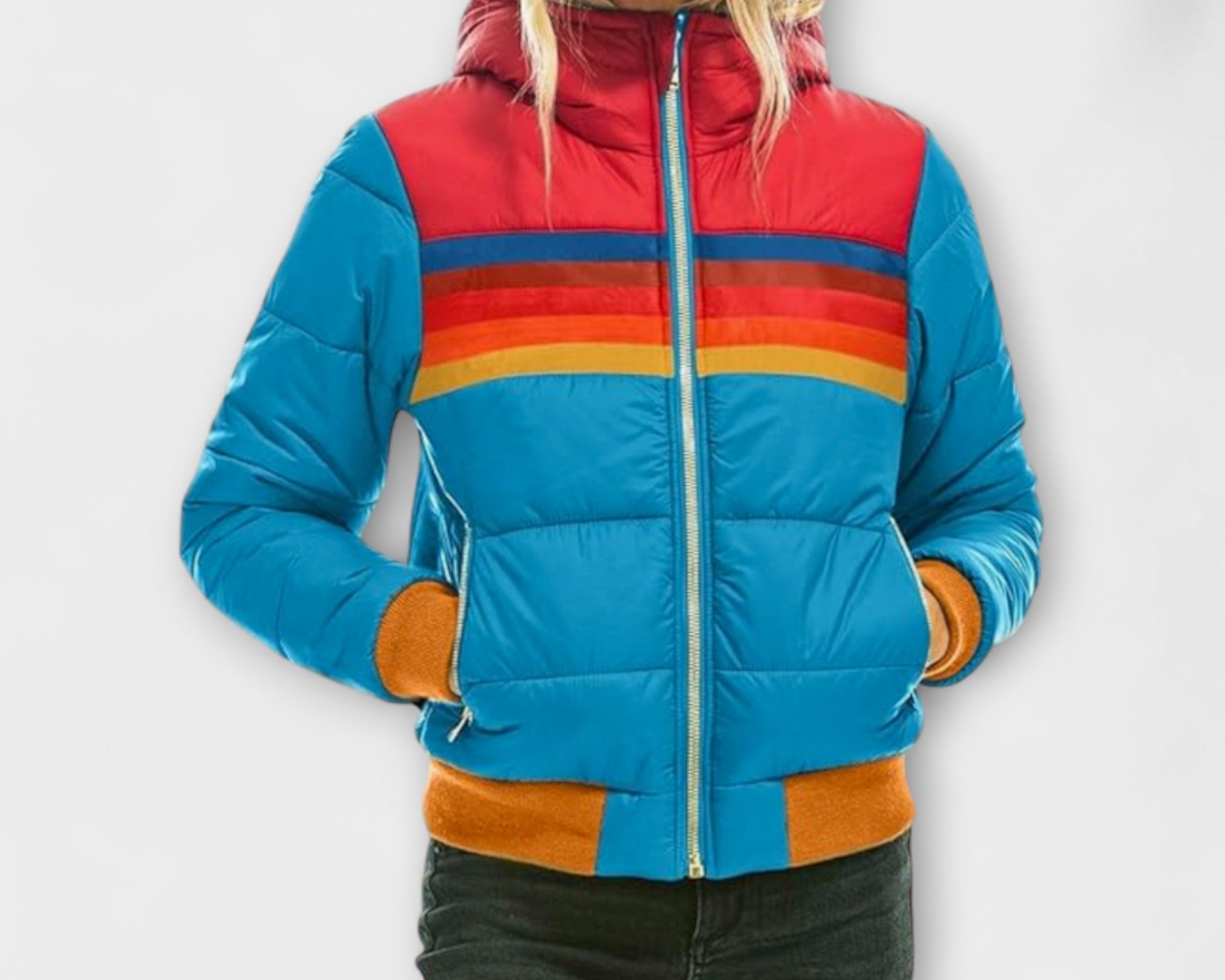 Roswitha - Damen Retro Parka mit Kunstfellkapuze