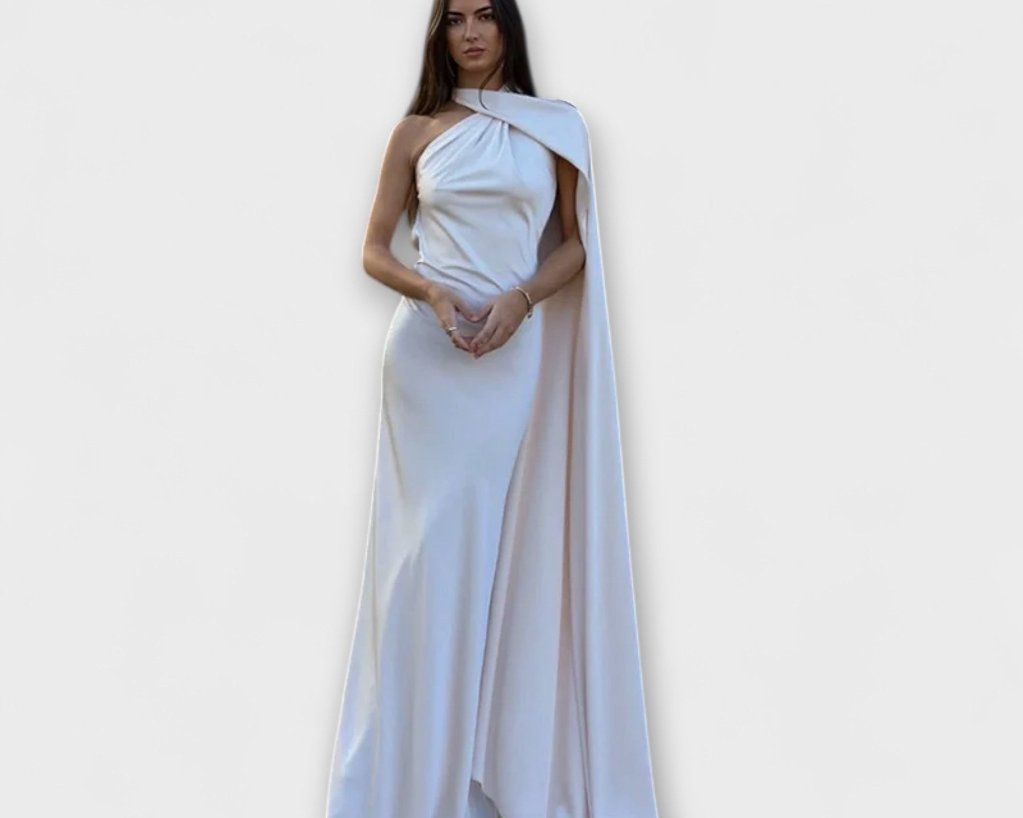 Schickes Off-Shoulder Halter Maxikleid