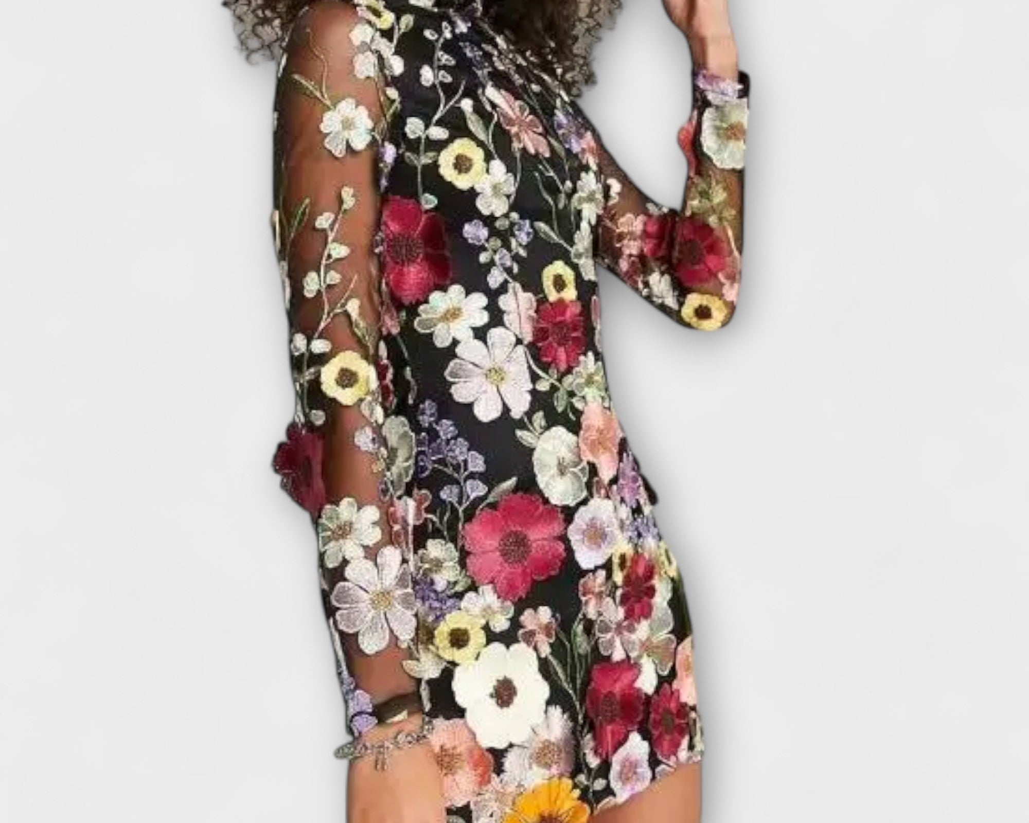 Dolores - Kleid mit 3D-Blumenmuster