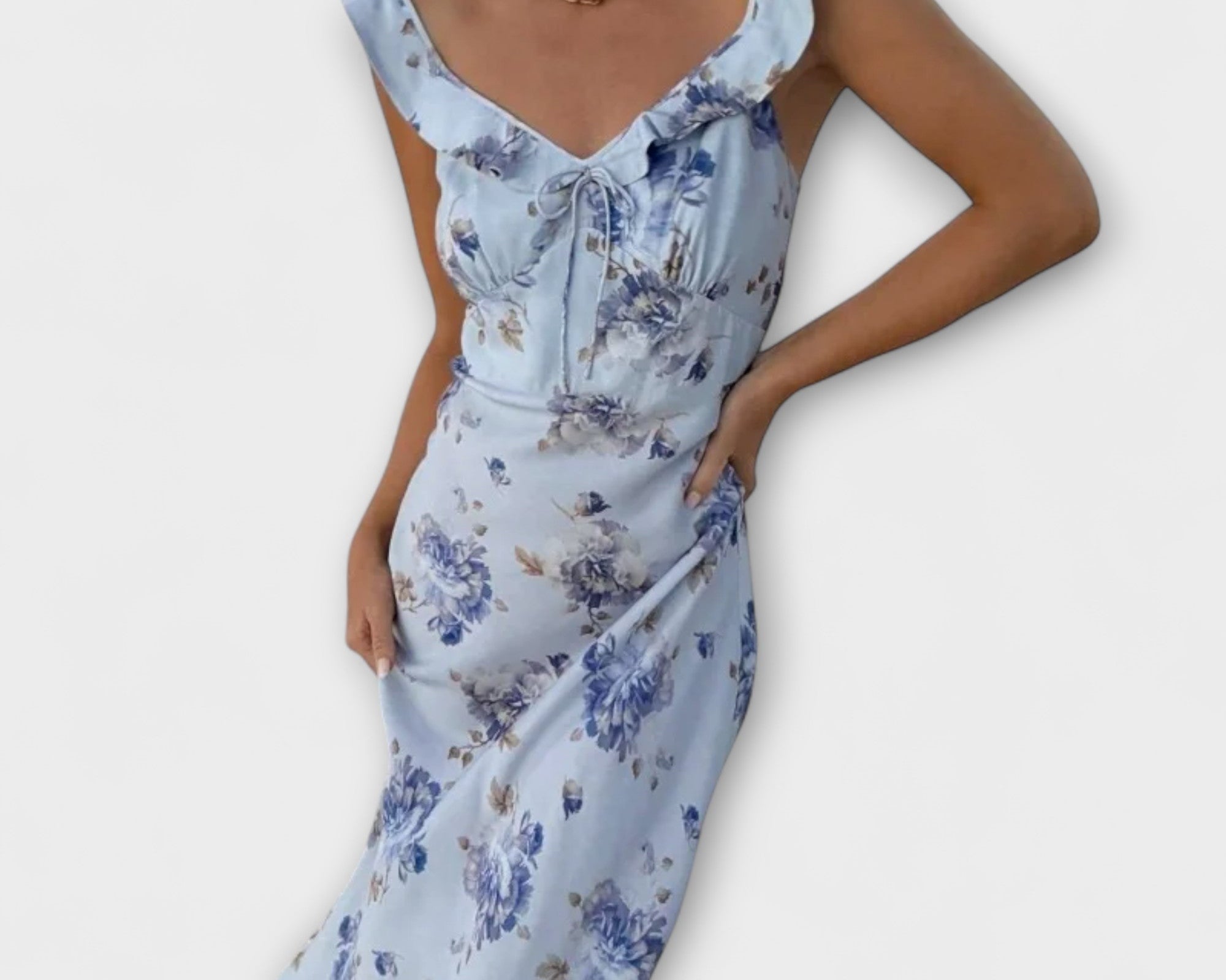 Kryptografisches Floralprint Plunge Maxi Kleid