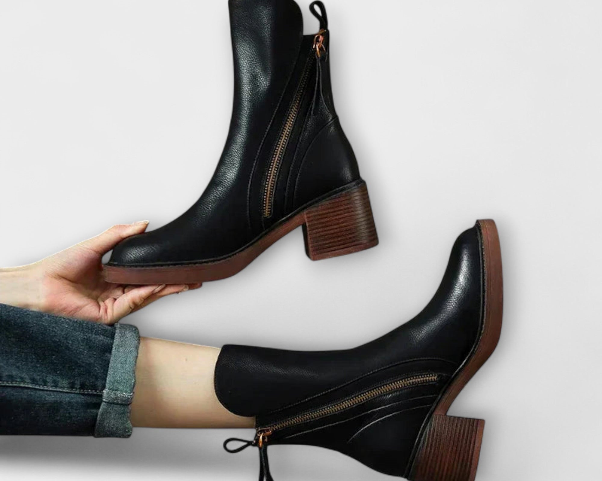 Milana - Lederstiefel mit mittelhohem Absatz