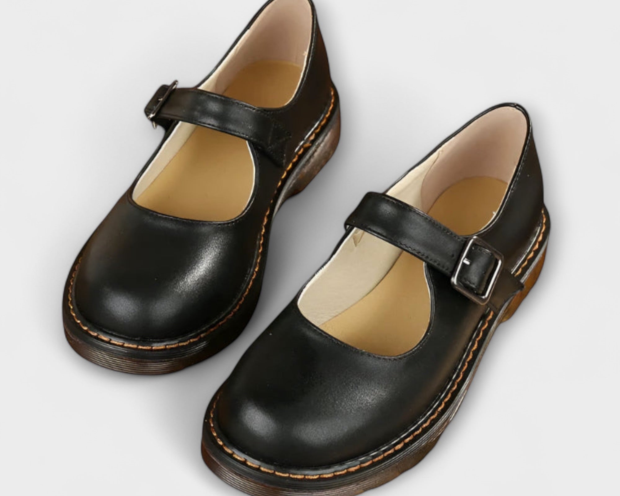 Damen Vintage Mary Jane Schuhe – Klassische Leder Schuhe mit Riemchen & Komfortsohle