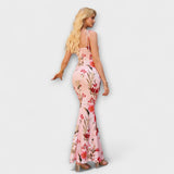 Thalia - Floral Print Prom Dress mit gebundenen Schulterträgern