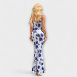 Thalia - Floral Print Prom Dress mit gebundenen Schulterträgern