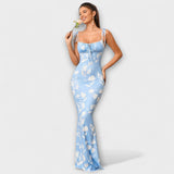 Thalia - Floral Print Prom Dress mit gebundenen Schulterträgern