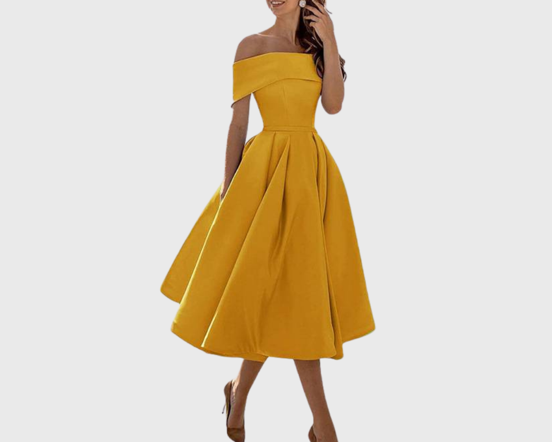 Romy - Schickes Off-the-Shoulder Drapiertes Maxikleid