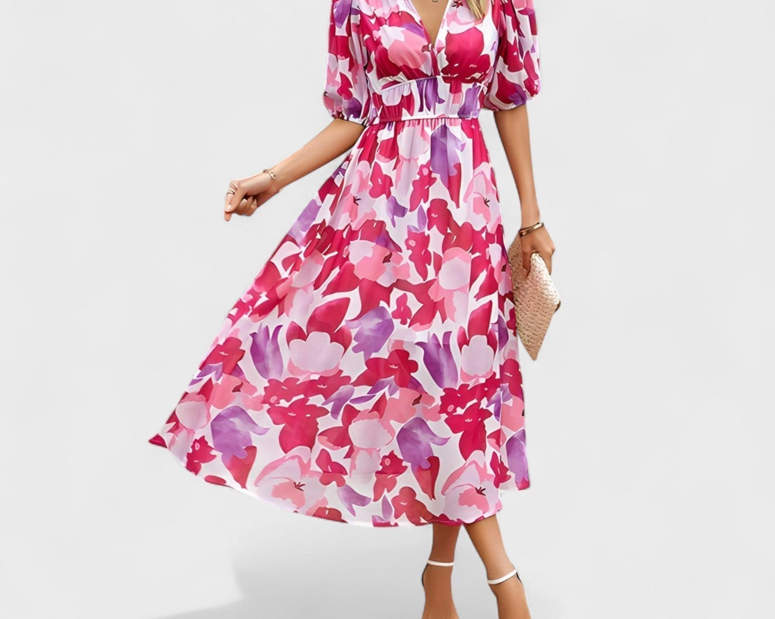 Clara - Elegantes Blumen-Midi-Kleid