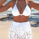 Laluna® | Elegantes einfarbiges Spitzen-Bikiniset