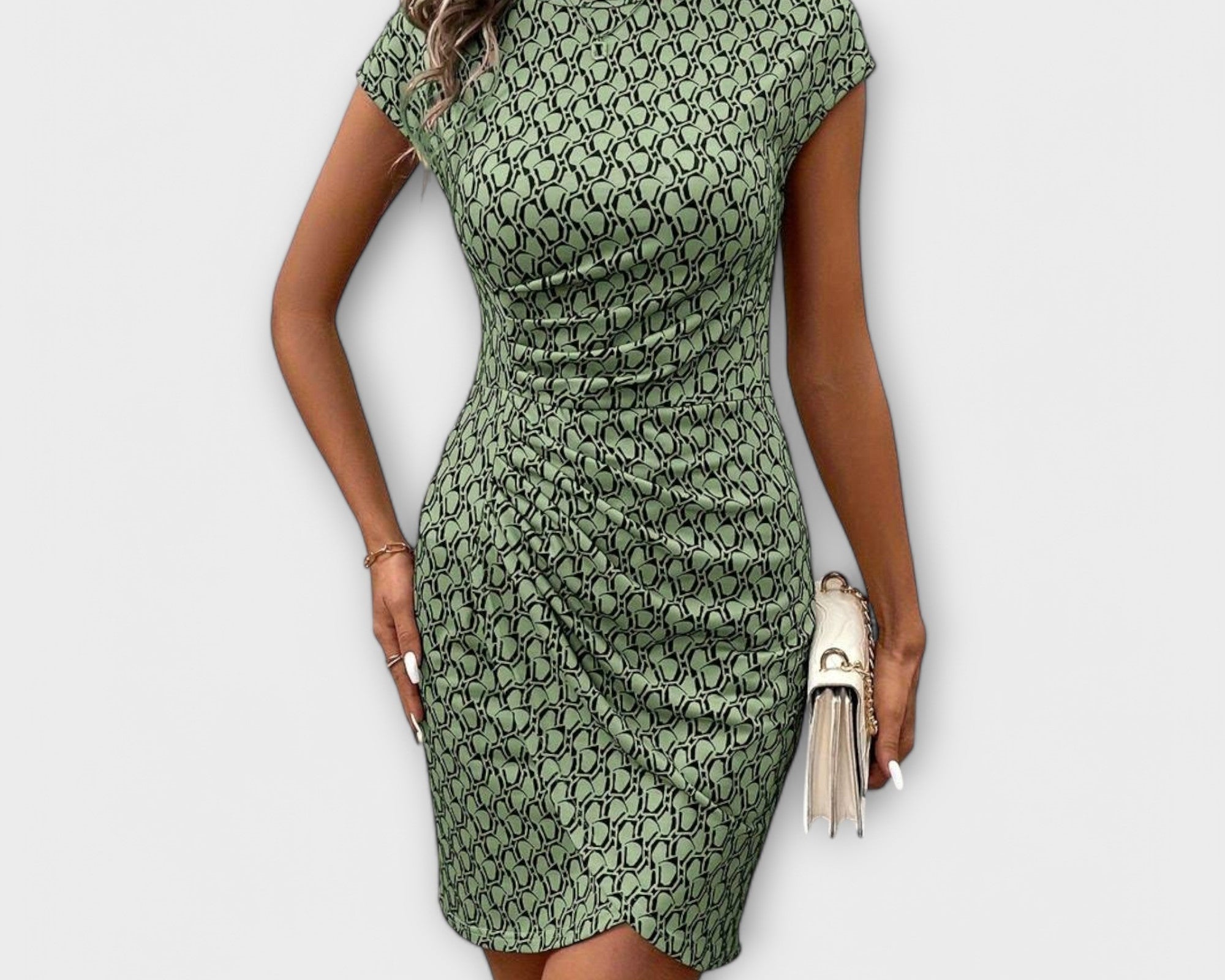Emma - Kurzärmeliges Tulpenkleid mit Allover-Druck
