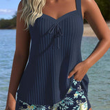 Laluna® | Gestreifter Tankini mit Zweiteiligem Strandshort