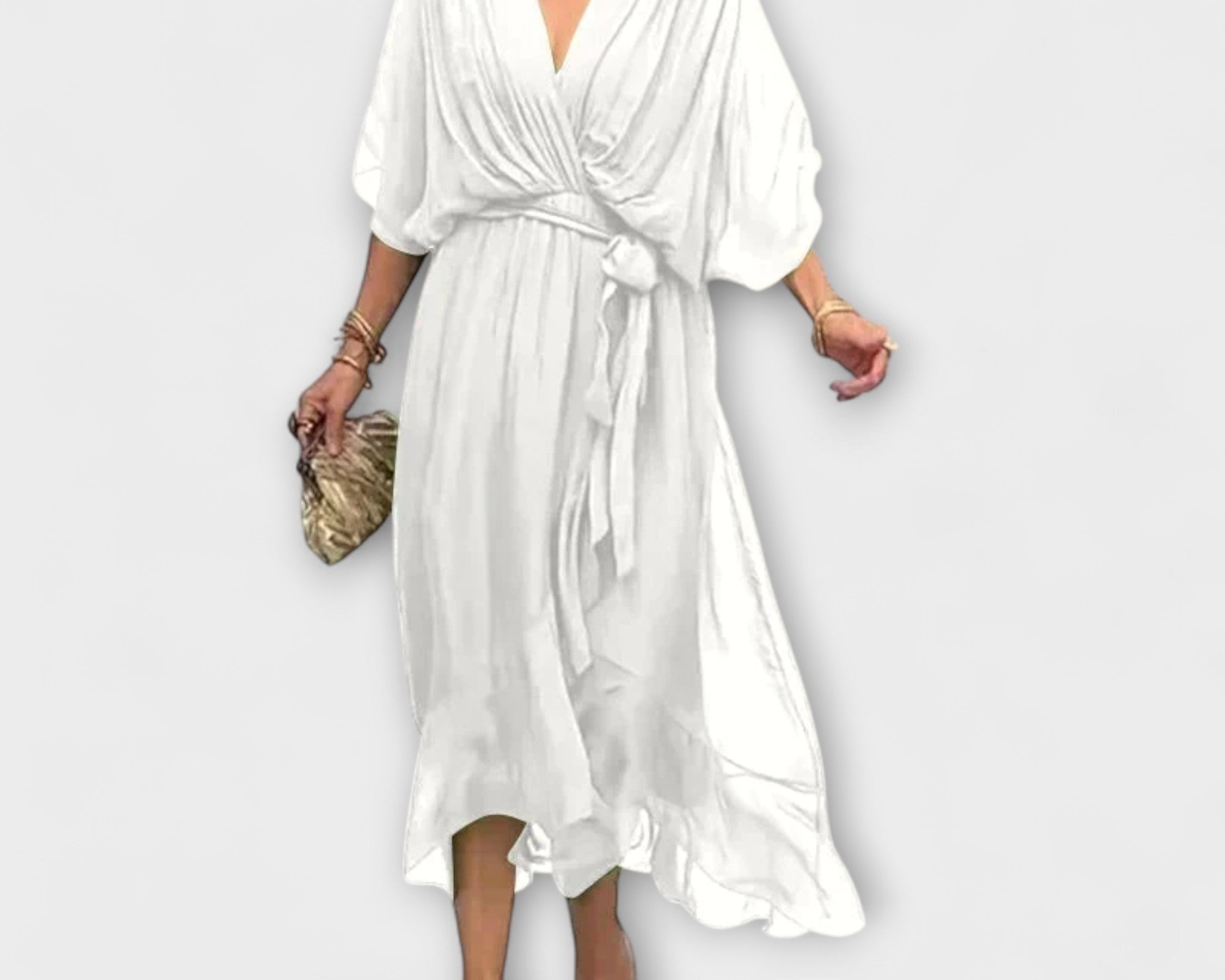 Amoura - Chiffonkleid mit V-Ausschnitt