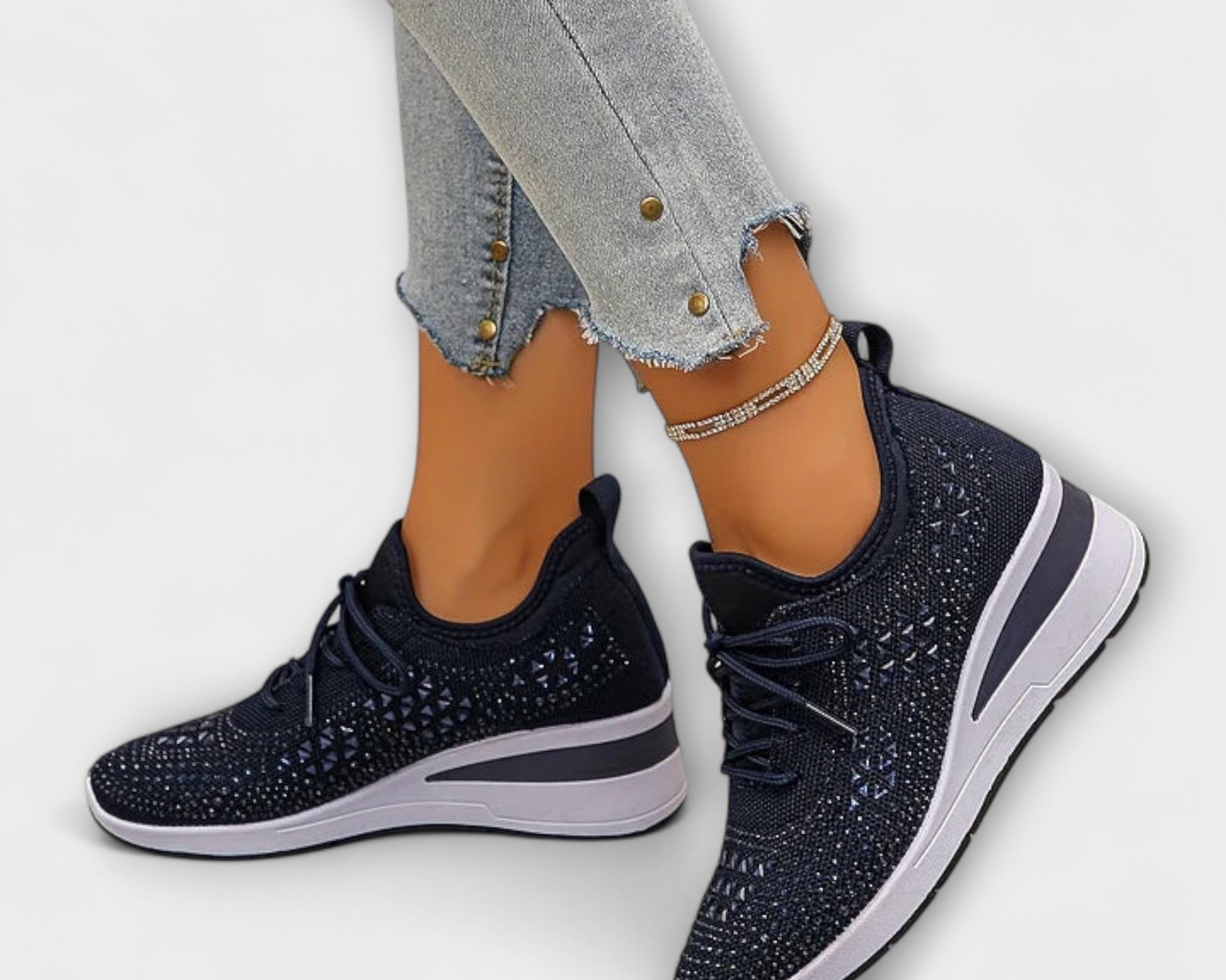 Giselle – Schillernde Orthopädische Sneakers mit Strass