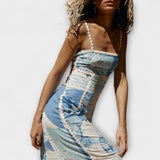 Terazza Ric Rac - Slip Flared Leinen Maxikleid