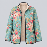 Klara | Steppjacke mit Rosen in Seladongrün