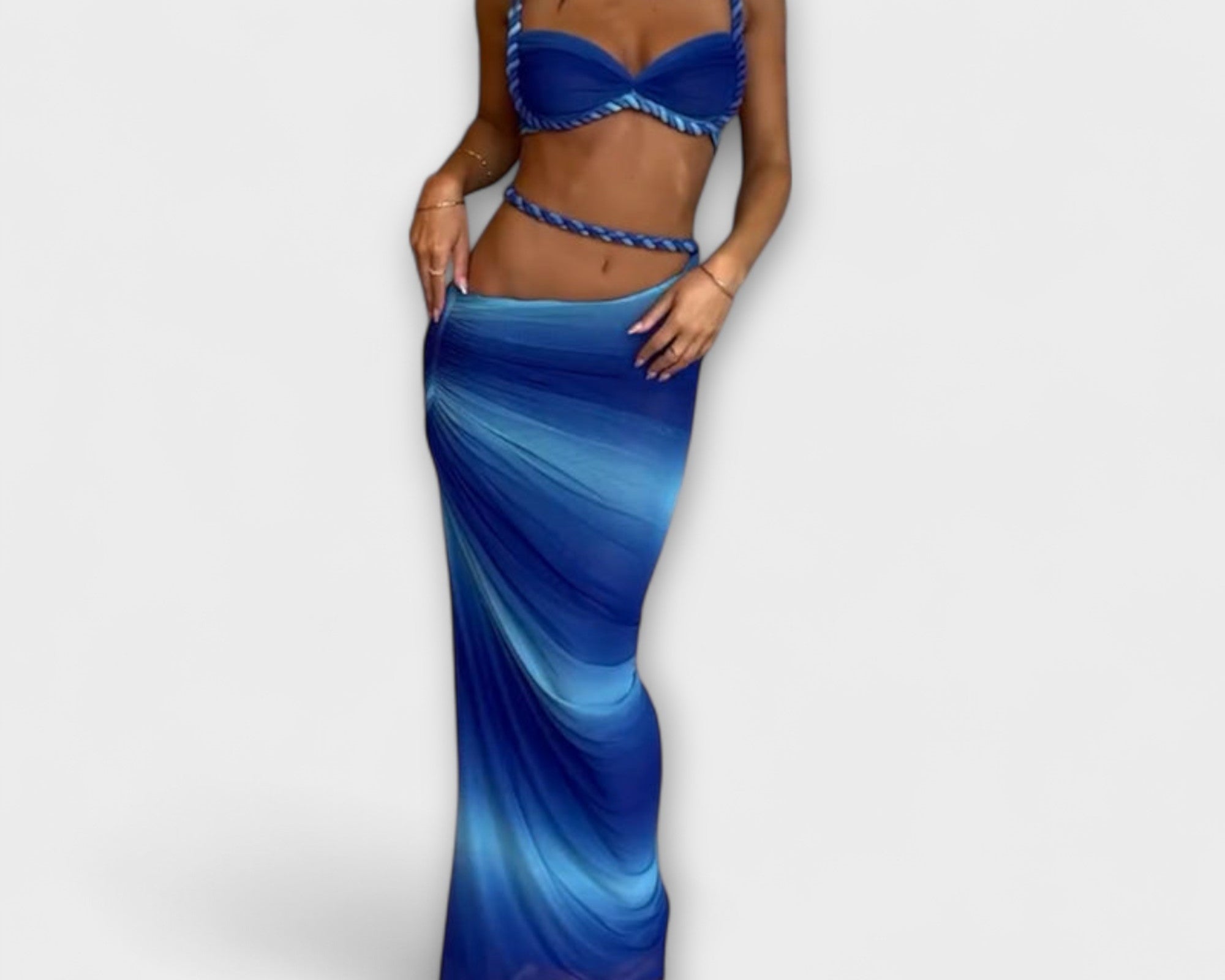Jane - Schickes Gradient Zopf Crop Top & Overskirt Duo