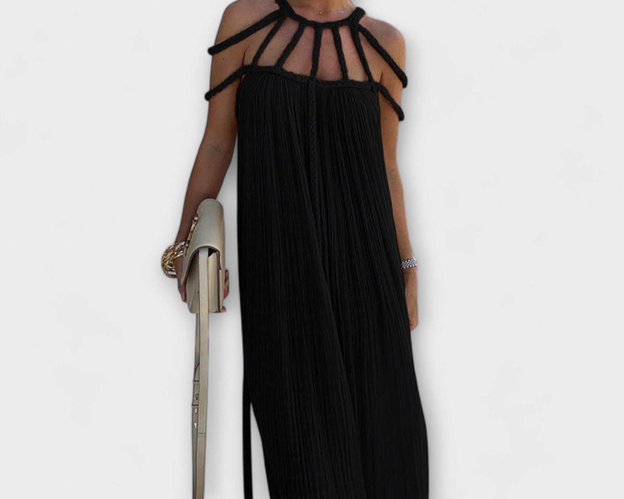 Briar - Ein schickes Maxikleid aus Mischgewebe mit drapierten Zöpfen