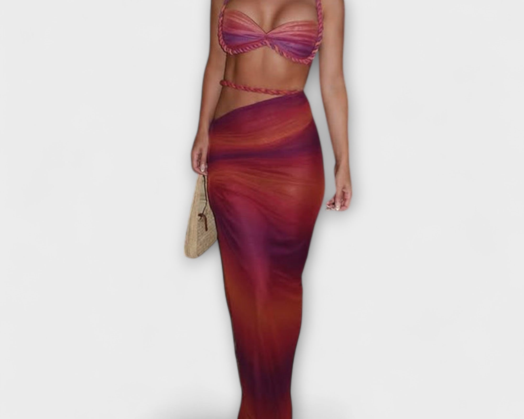 Jane - Schickes Gradient Zopf Crop Top & Overskirt Duo