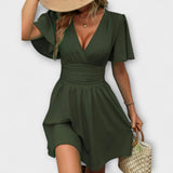 Winslet - Kleid mit geraffter Taille und V-Ausschnitt