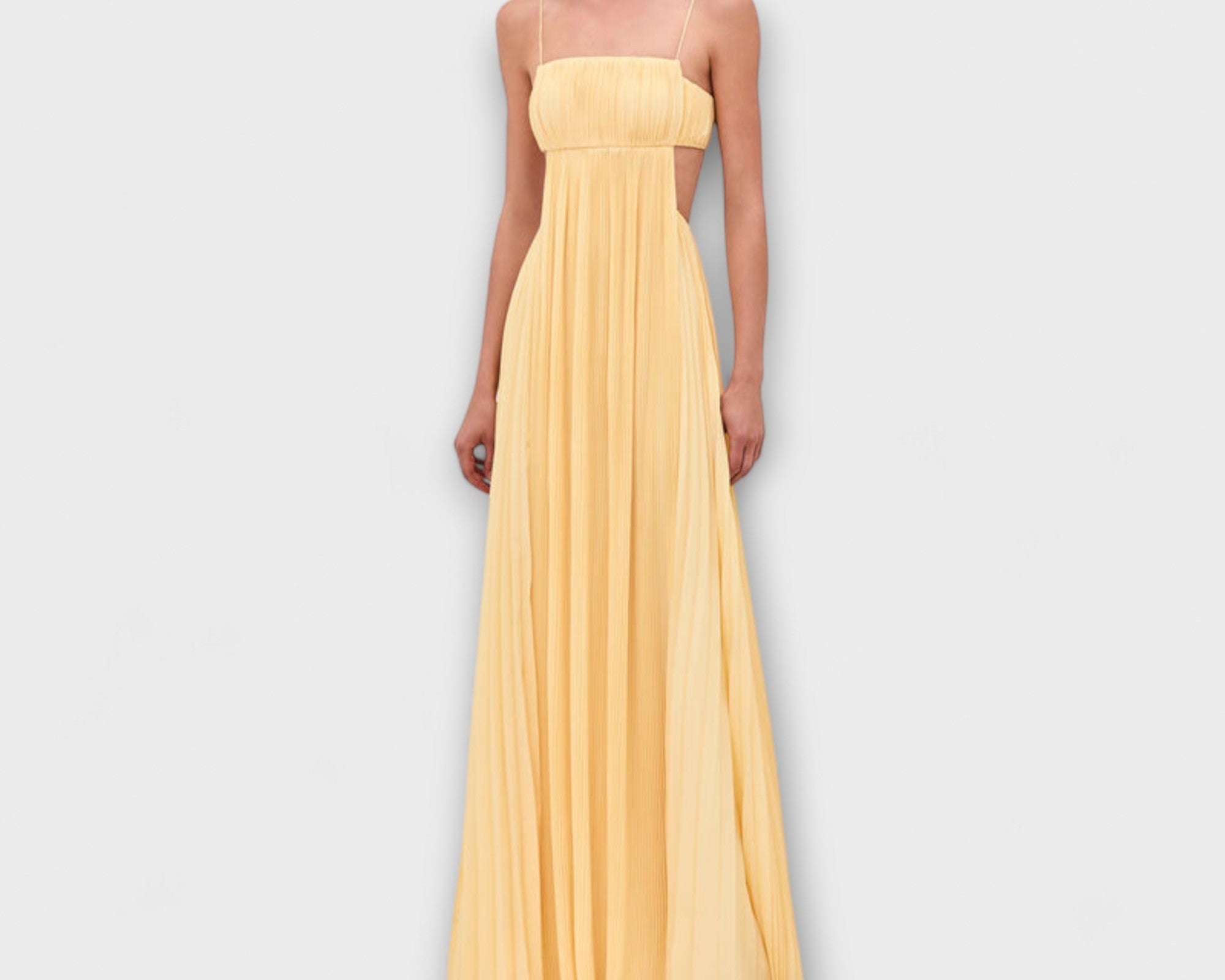 Mireille - Schickes Plissiertes Cutout Fliessendes Maxikleid