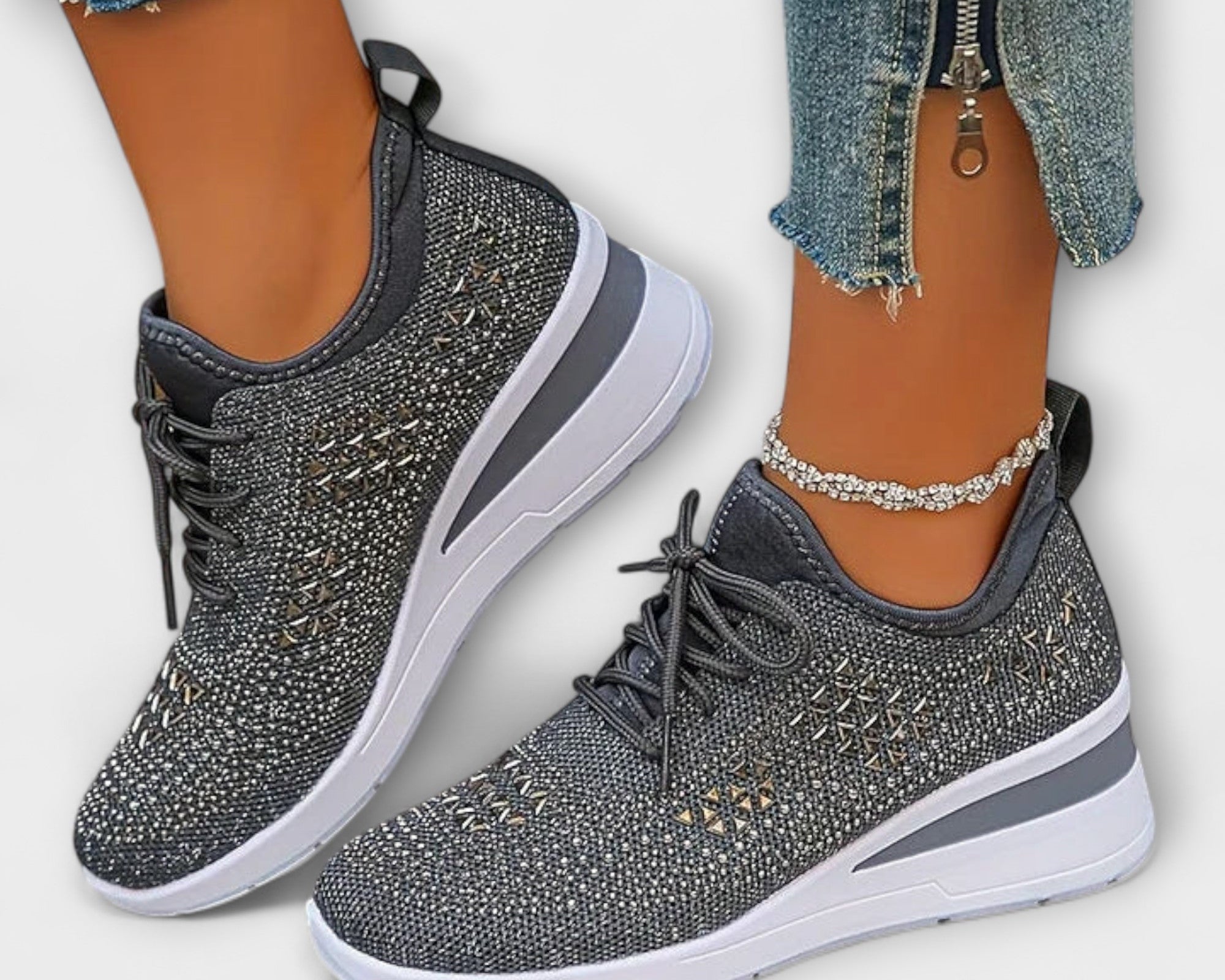 Giselle – Schillernde Orthopädische Sneakers mit Strass