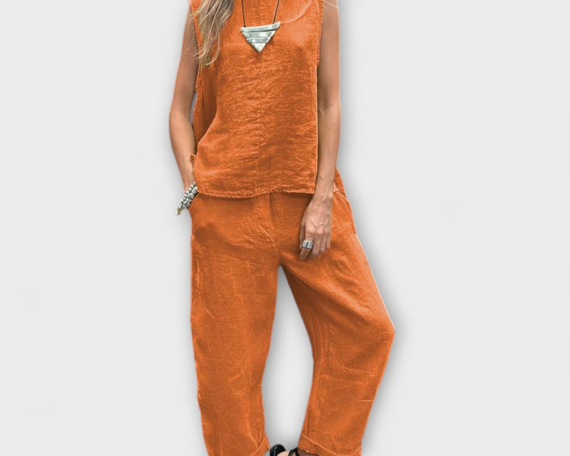 Jennifer - EntspanntesBaumwolle-Leinen Outfit