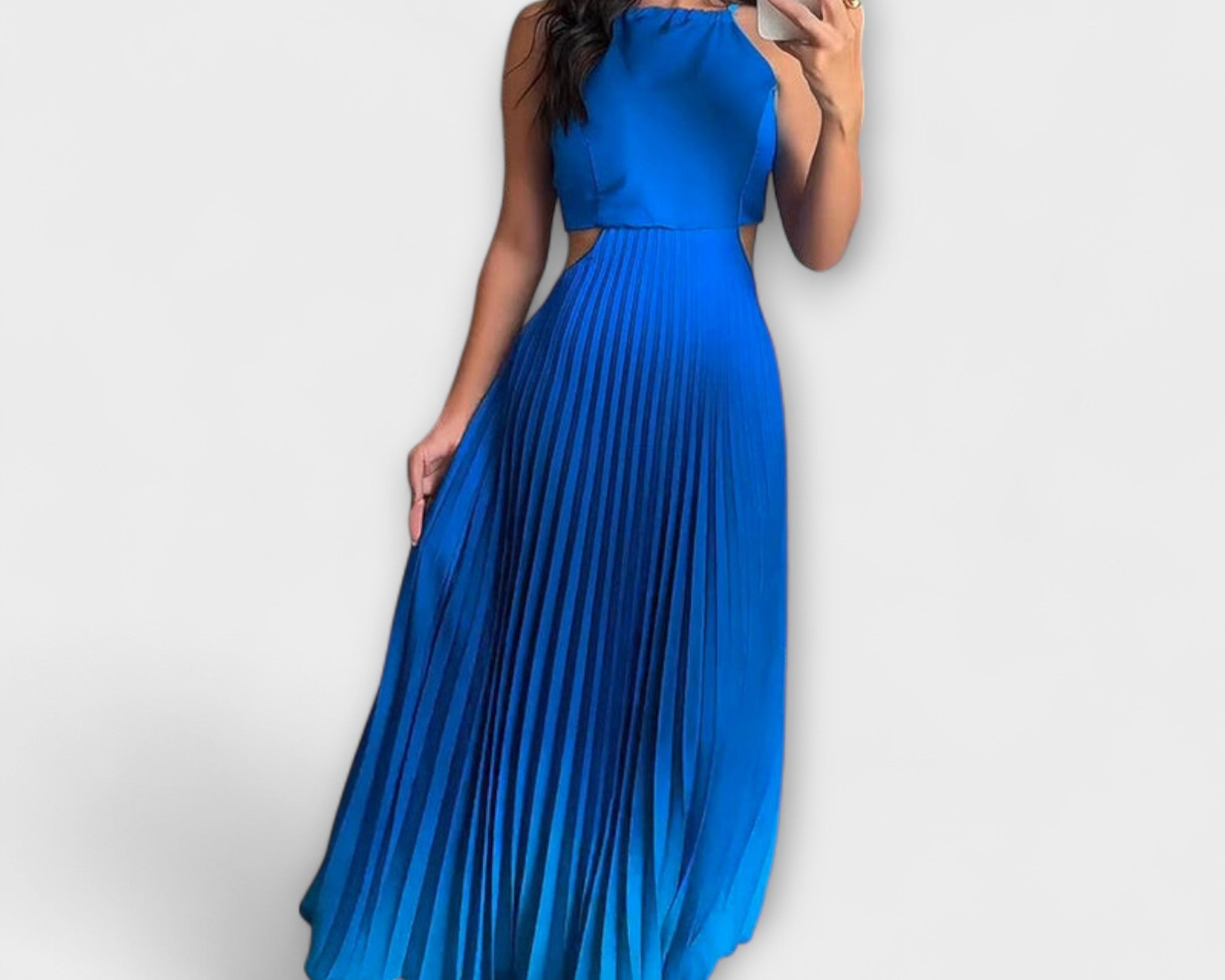 Haven - Schickes Rückfreies Krawatten-Gradient Faltenmaxikleid