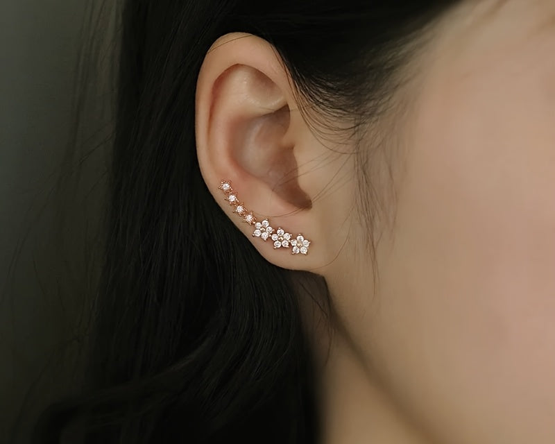 Luxuriöse Florale Strass Ohrringe