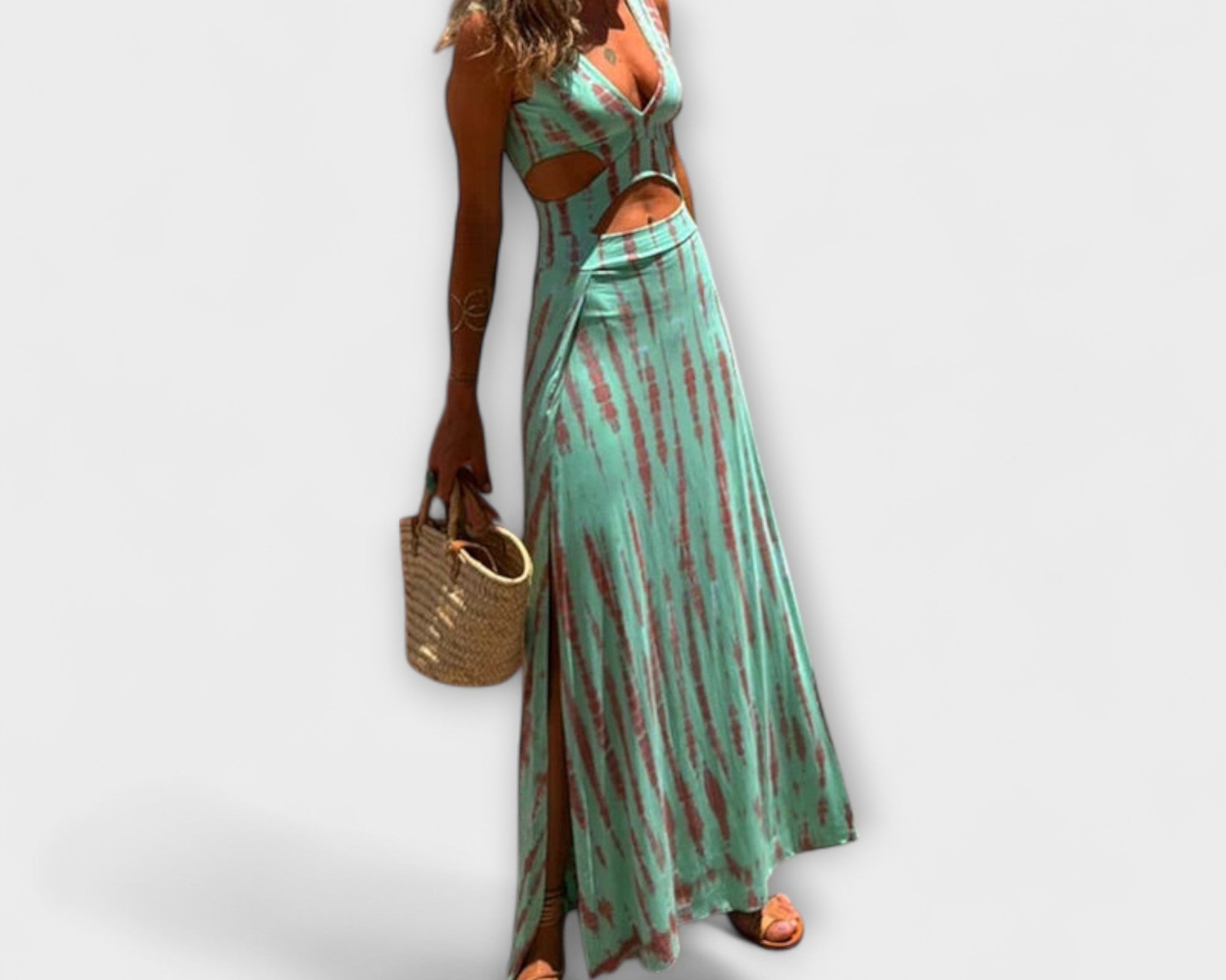 Ella - Eleanor Tie-Dye Cutout Schlitz Stretchkleid