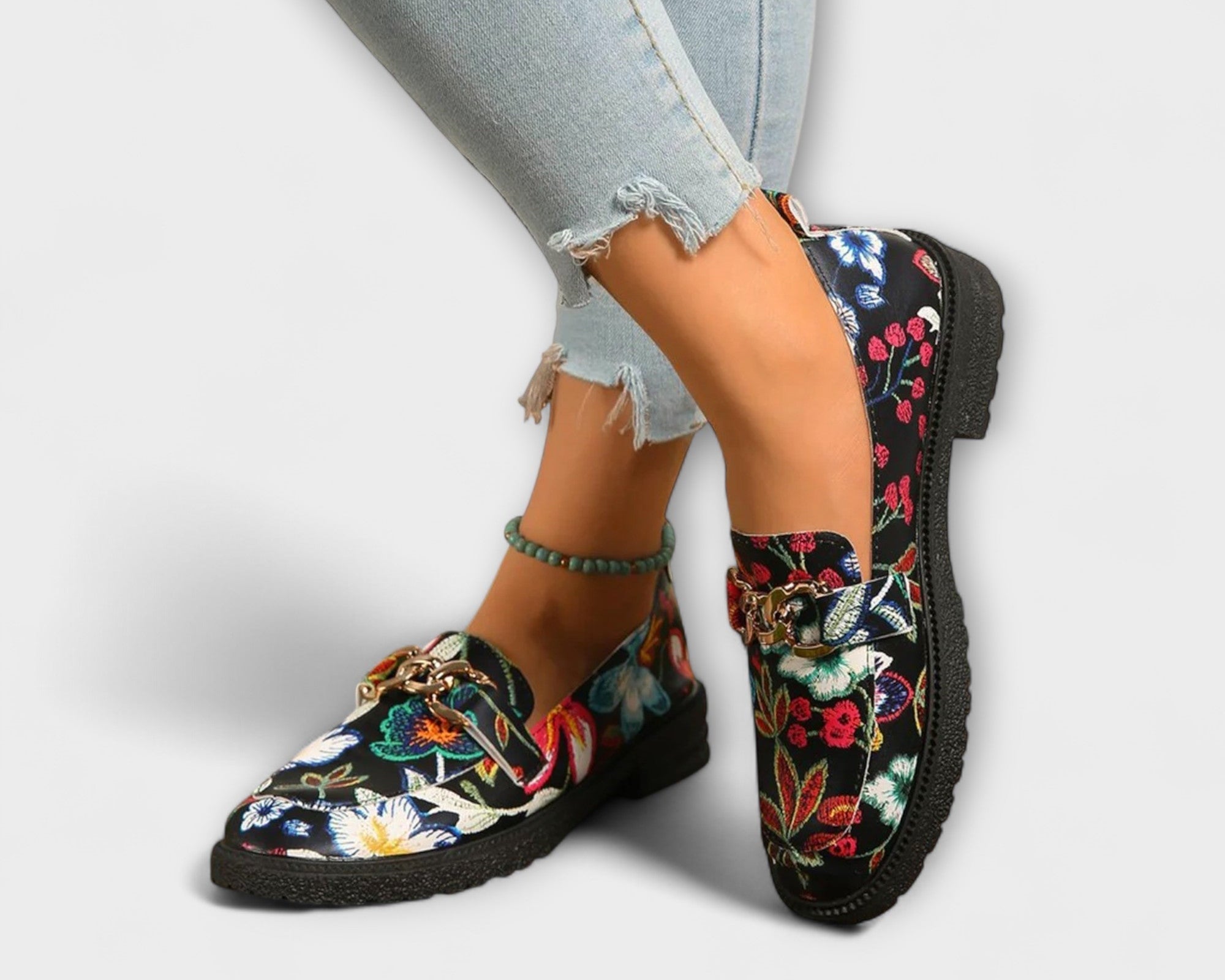 Orla – Mehrfarbige Loafer mit Blumenmuster